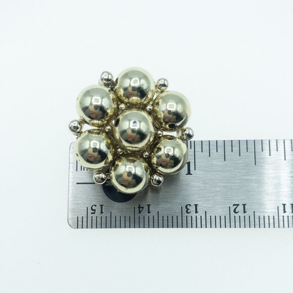 Vintage Lisner Gold Tone Beaded Cluster Clip-On Earrings 1950s Signed Retro - Picture 6 of 11